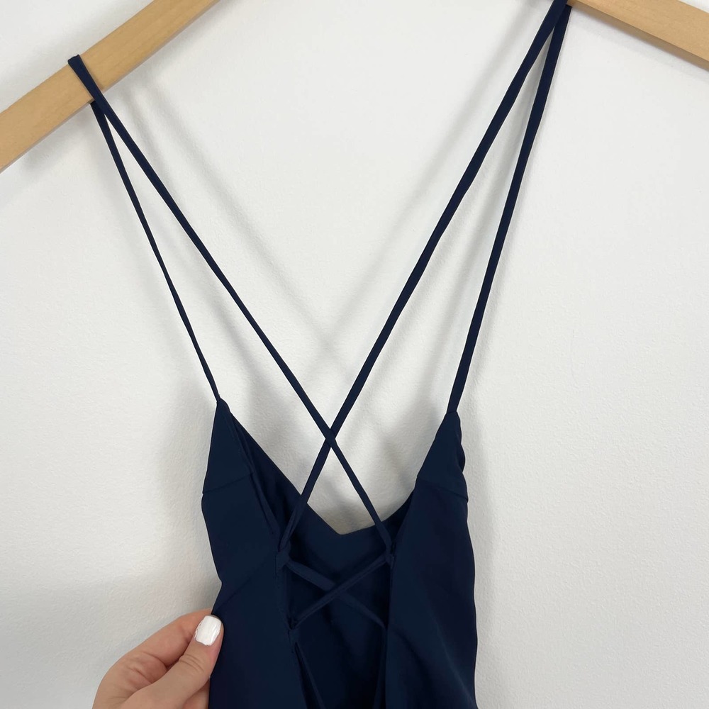 Show Me Your Mumu Rich Navy Crisp Godshaw Goddess Gown Size XXS NWT - Picture 6 of 13